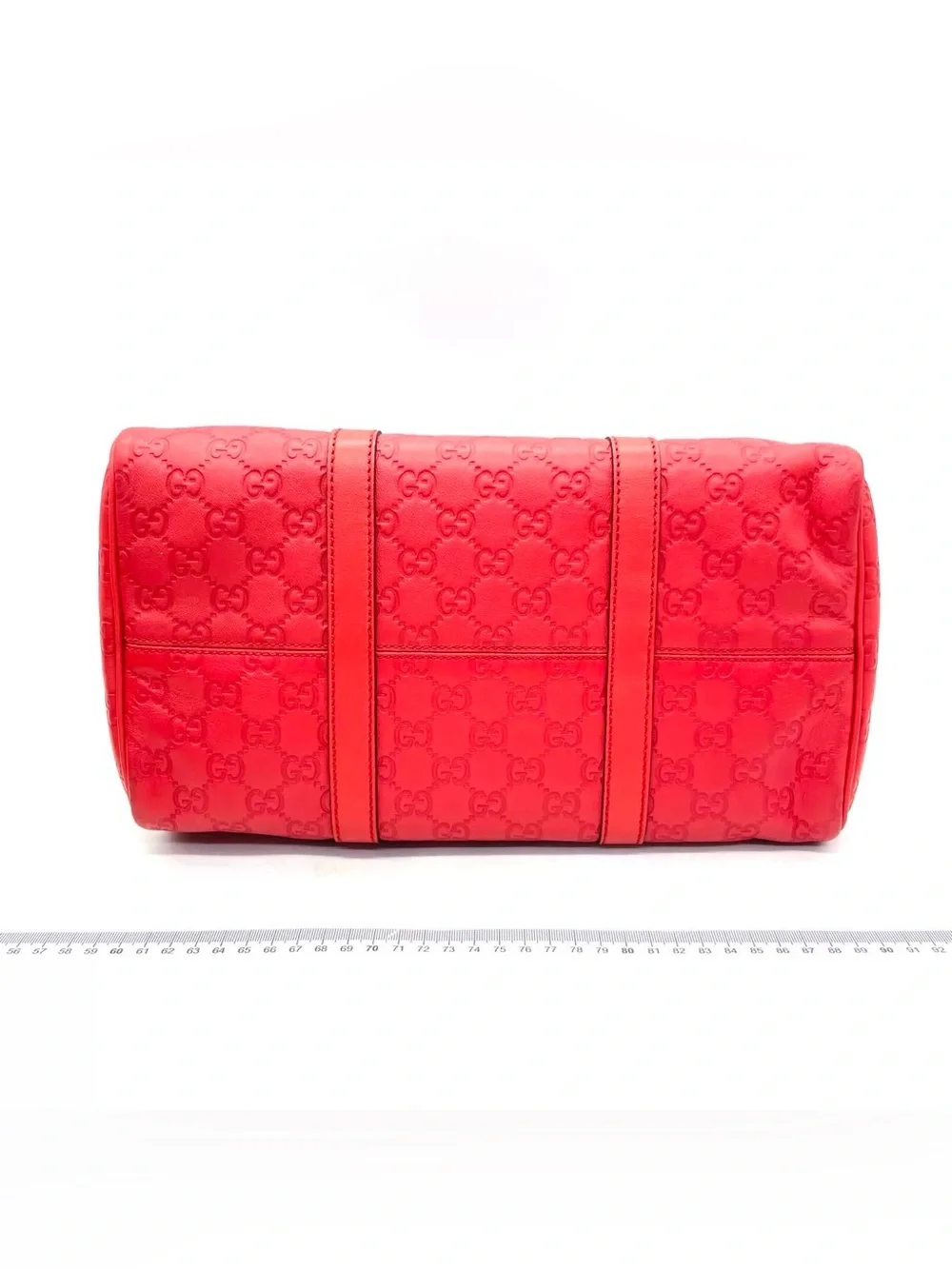 GUCCI Boston Red Joy Guccissima Embossed Leather Satchel Bag